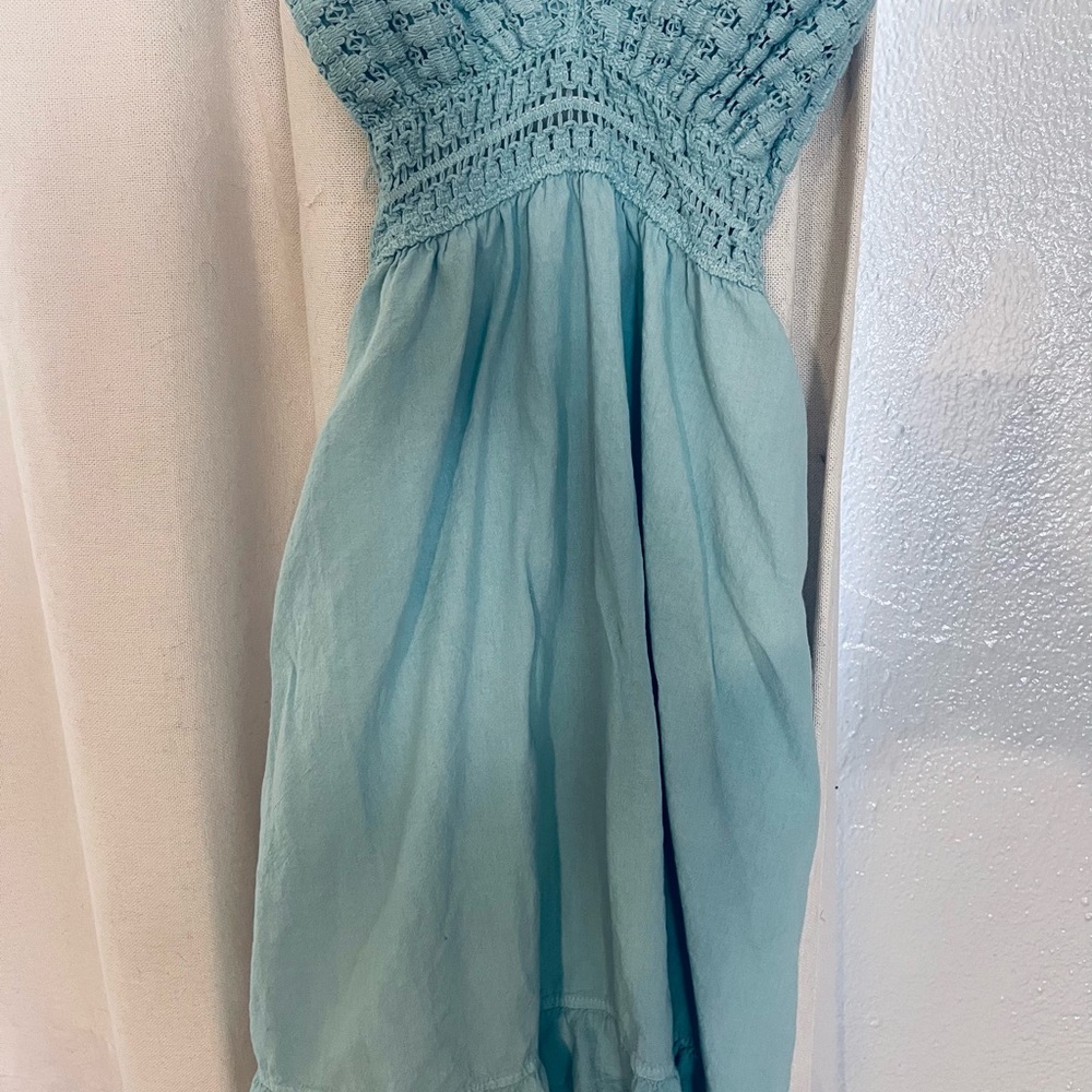 Giocam EXCELLENT Condition! Crochet Bodice Sundress in light AQUA/TURQUOISE